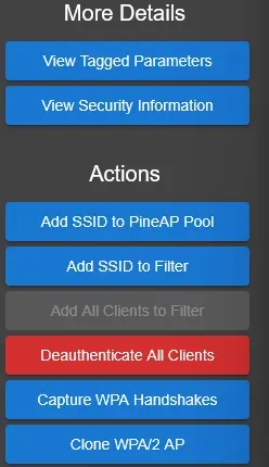Action panel in Recon module