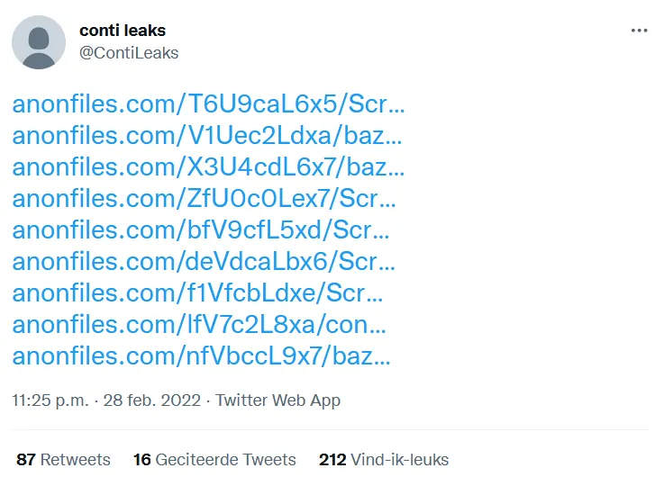 Twitterbericht Contileaks