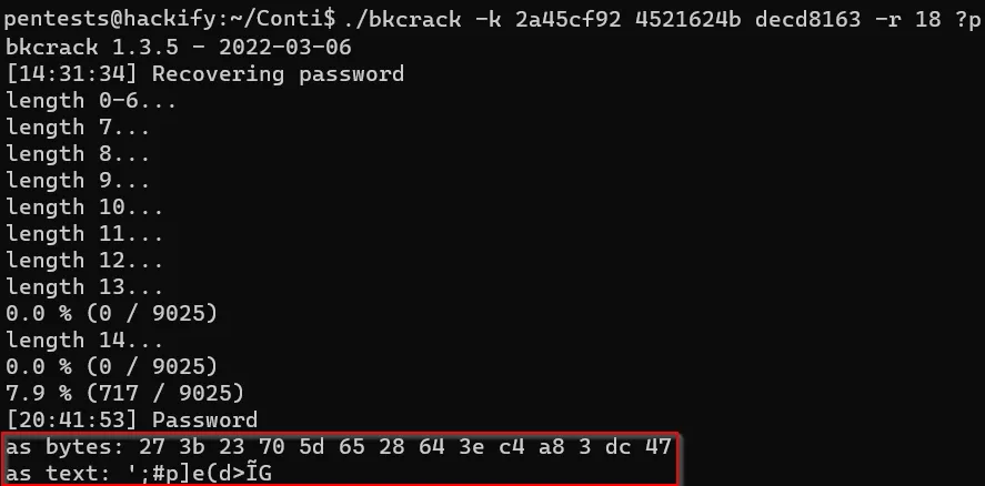 Wachtwoord gekraakt met Bkcrack