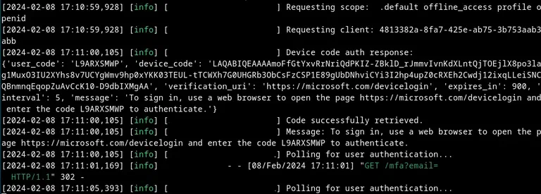First Device Code Phishing Terminal Picture