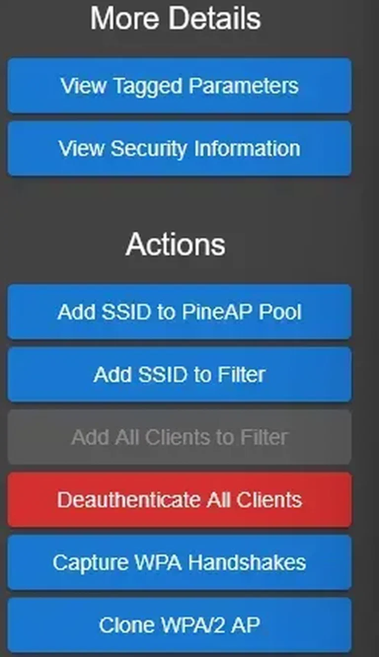 Action panel in Recon module